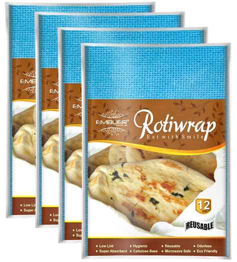 Embuer Reusable Roti Wrap - 48 Pcs - (Blue) | Eco-Friendly Roti Wrap ...