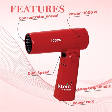 Ktein Mini Hair Dryer with Concentrator Nozzle, Dual Function Switch ...
