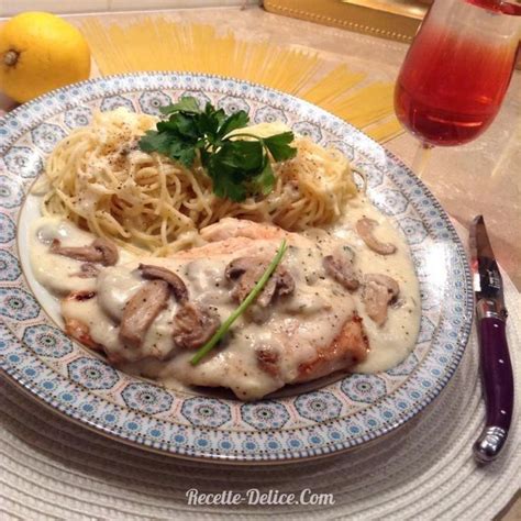 spaghetti au blanc de poulet