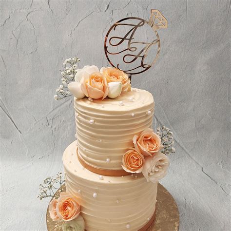 Peach Floral Two Tier Cake | Wedding Cake | ORDER CUSTOM CAKES IN ...