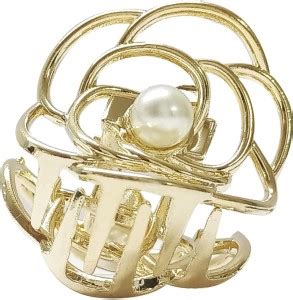 Oomph Gold Tone Rose Floral Pearl Hair Clutch Hair Clip Hair Claw Price ...