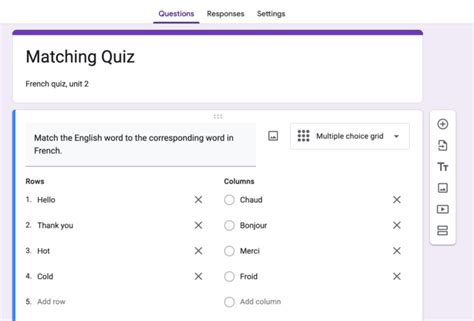 Image result for How to Make Matching Type Test Google Form
