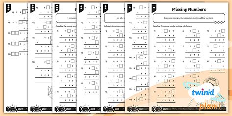 Differentiated Missing Number Column Method All Operations Worksheet