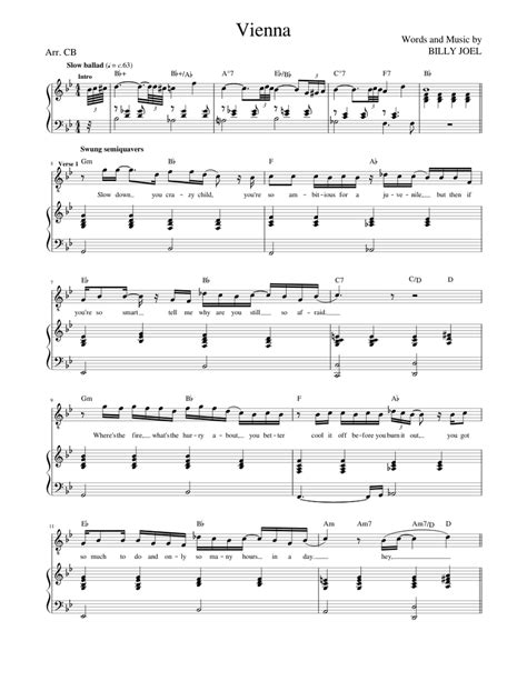 Vienna – Billy Joel Sheet music for Piano, Vocals, Accordion (Solo ...