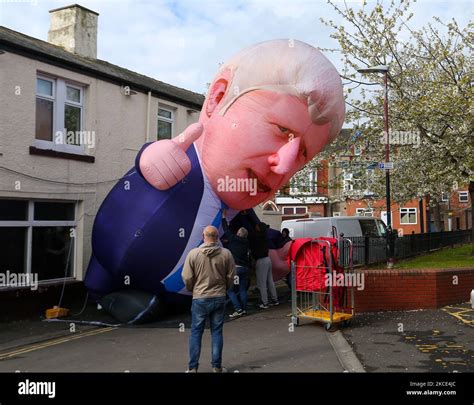 An inflatable model of the UK Prime Minister Boris Johnson outside the ...