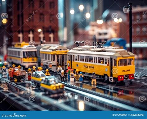 A Miniature Imaginary City Built From Plastic Bricks. Residential And Commercial Buildings Are ...