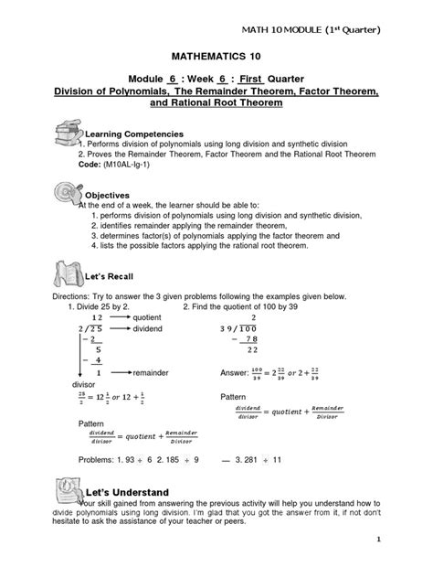 Grade 10 Week 6 Math Lesson Factoring Polynomial 的图像结果