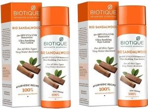 BIOTIQUE Sunscreen - SPF 50 PA+ Bio Sandalwood Lotion 50 + SPF ...