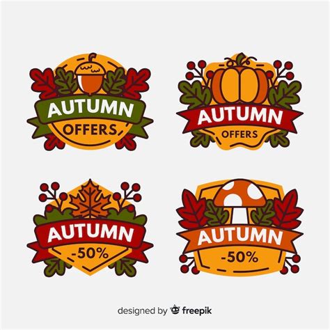 Collection of autumn badges flat design | Free Vector