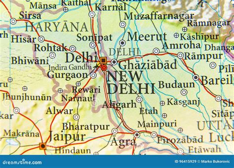 Geographic Map Of India With Important Cities Stock Image ...