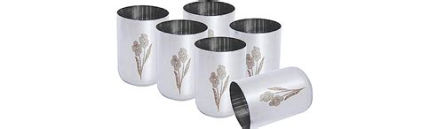 Buy Dharam Paul Traders Stainless Steel Water Glasses Set of 6, Juice ...