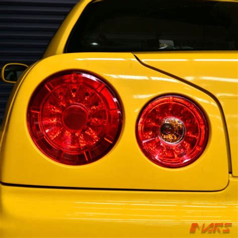 Red Clear LED Tail Lights for Nissan R34 Skyline Coupe GTS-T GT-R GT-T ...
