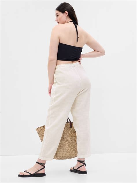 High Rise Crinkle Gauze Pants | Gap