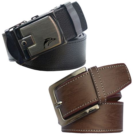 Buy Sunshopping men's brown leather needle pin point buckle with black ...