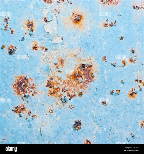 Cyan Paint Defects on Rusted Metal Texture Background Stock Photo - Alamy