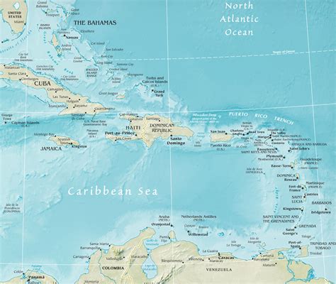 Map of The Caribbean Region