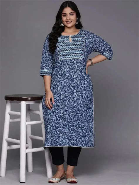 Azure Bloom Cotton Kurta – LABEL ARHAM