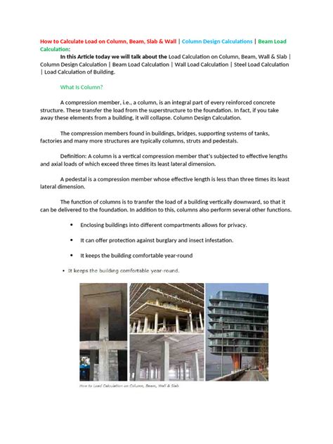 Image result for Column Load Calculator