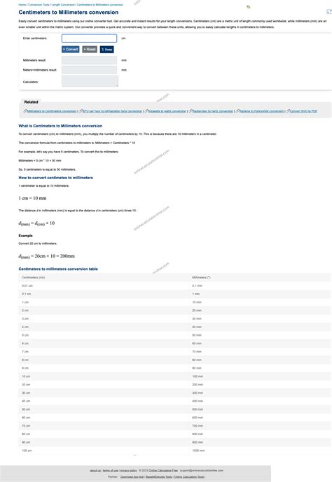 CM to MM Converter: Quick & Easy Conversion - CalculatorFree