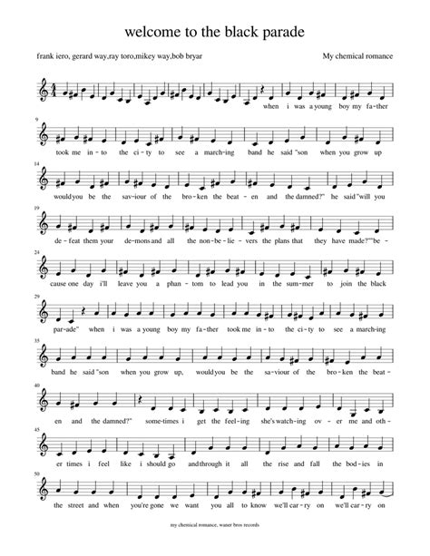 welcome to the black parade Sheet music for Piano (Solo) Easy ...