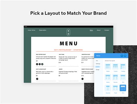Image result for Wix Menu Design