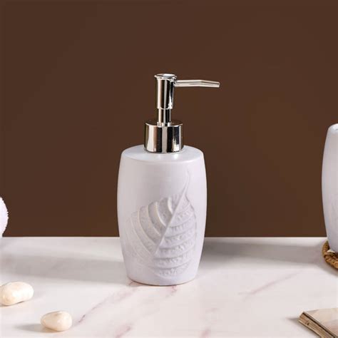 Leaf Ceramic Bathroom Set of 3 With Tray Light Grey Online - Premium ...