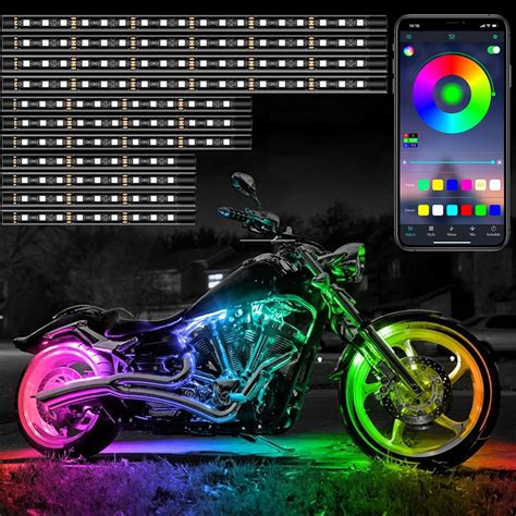 12 Pcs Motorcycle LED Light Kits, RGB Multicolor Underglow Neon Accent ...
