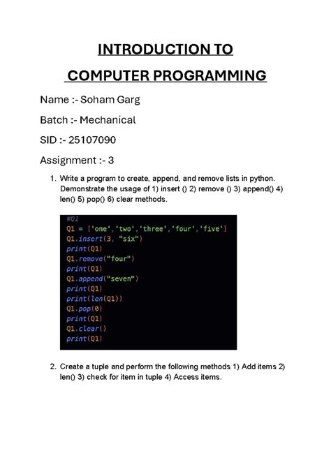25107090 Intro to Computer Programming - Assignment 3 Tasks - Studocu