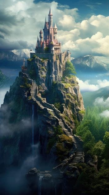 Enigmatic ancient castle perched on a cliffside wallpaper for the phone ...