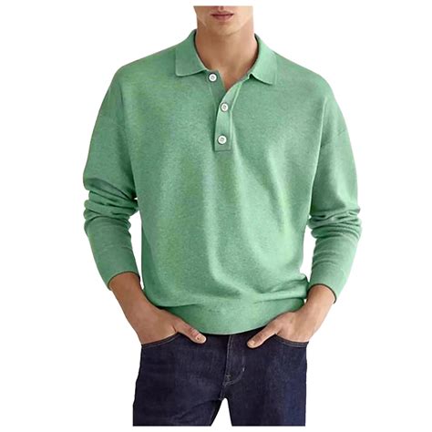 Gibobby Mens Knit Polo Shirts Long Sleeve Collared Sweater Polo Casual ...