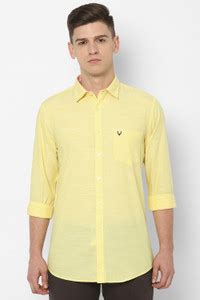Allen Solly Men Solid Casual Yellow Shirt - Buy Allen Solly Men Solid ...