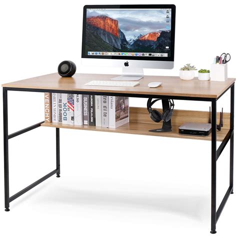 Buy HOMEKOKO 47 inches Computer Desk with Storage Bookshelf Home Office ...