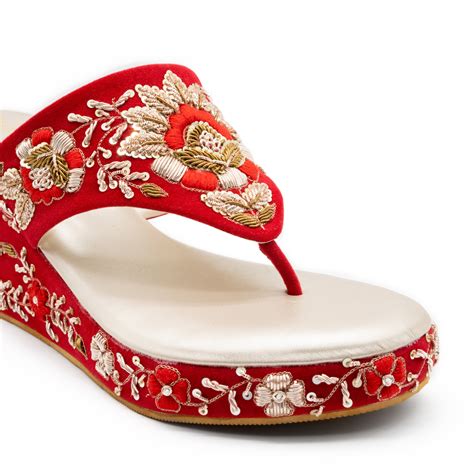 Red Women Bridal Wedges Heel – Shrivas by Archita Mehta