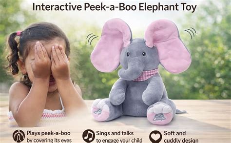 Buy Riyenio Peek-A-Boo Musical Elephant Plush Toy for Baby Girls & Boys ...