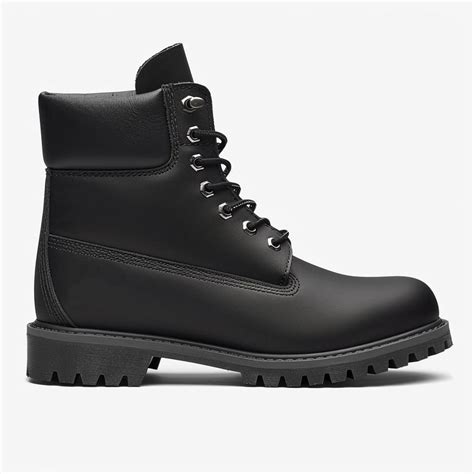 Black Leather Albero Ankle Rugged Lace Up Combat Hiking Boots with Chu ...