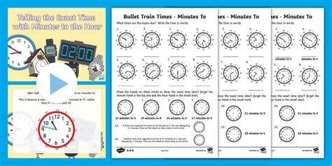 Telling the Time Exact Minutes to Task Setter Powerpoint and Worksheets