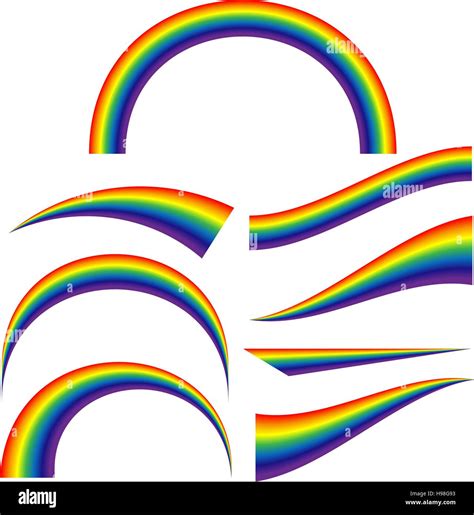 Illustration of a set of different shapes of rainbows. Vector ...
