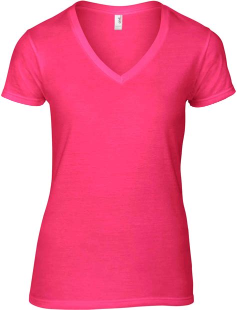 Tee-shirt personnalisé Women`s Fashion Basic V-Neck Tee anvil hot_pink