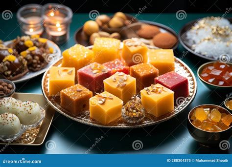 Festive Ensemble Group of Indian Mithai Sweets Adorned with a ...