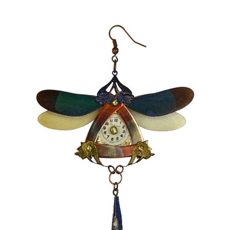 Blue Dragonfly Kanzashi Long Dangle Earrings | Harem Royal