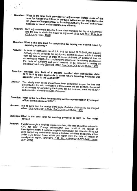 FAQs on the time limit for disposal of disciplinary cases