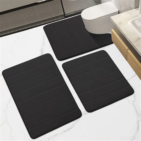 Memory Foam Bathroom Mats Set - 3 Pieces - Ultra Soft Non Slip Back and ...
