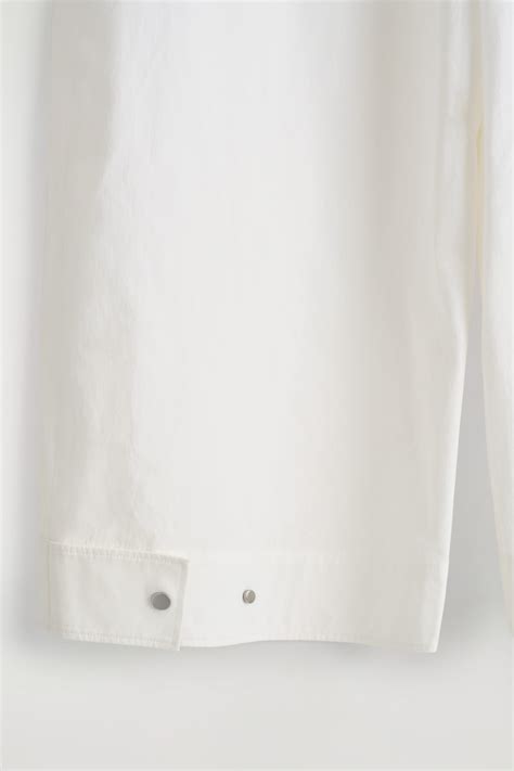 COTTON BARREL-LEG TROUSERS - WHITE | COS