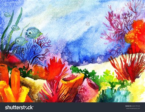 Coral Reef Watercolor Painting at PaintingValley.com | Explore collection of Coral Reef ...