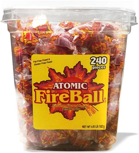 Amazon.com: Atomic Fireballs Candy Bulk Tub, 240 Pieces - Cinnamon ...