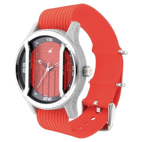 Fastrack Urban Bounce Quartz Analog Red Dial Silicone Strap Watch for Guys