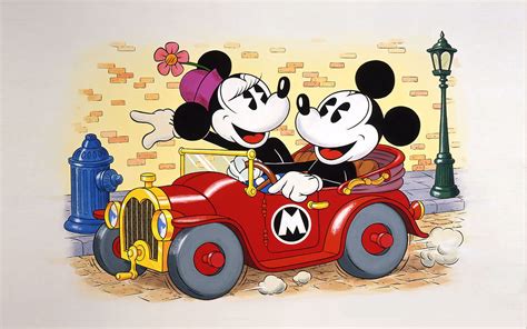 Mickey And Minnie Mouse Driving A Car Cartoon Wallpaper #1080P # ...