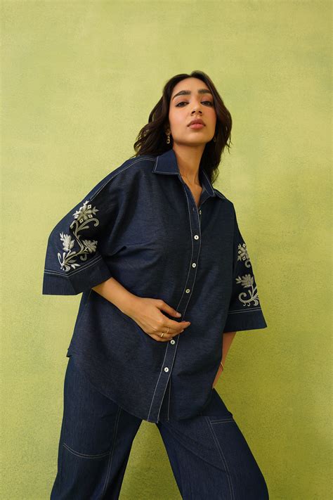 Noor Denim Embroidered Coord Set – INCHING INDIA