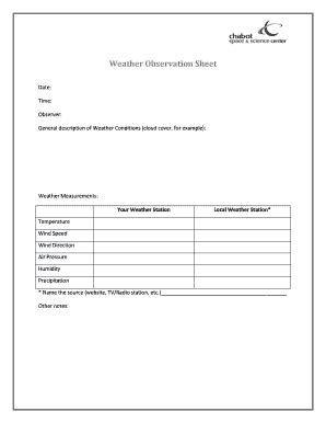 Fillable Online Weather Observation Sheet - Chabot Space Science Center ...