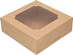 Buy BAKEFY 20 piece,kraft 6x6 x2 Inch Bakery Boxes with Window 6x6x2 ...